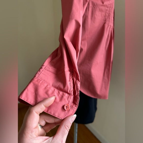 Cold water Creek Salmon Color Long Sleeves Collard Pleated Front Blouse SZ XS - Picture 6 of 11